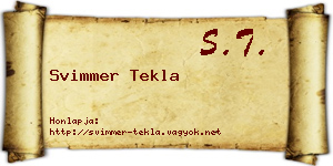 Svimmer Tekla névjegykártya